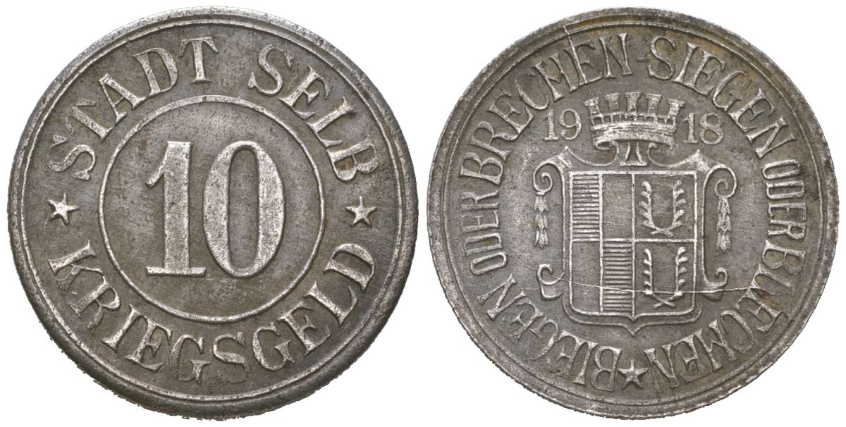 Зельб (Бавария) 10 пфеннингов 1918 Funck 495.5, Men18 29192.6 железо 4169-1141
