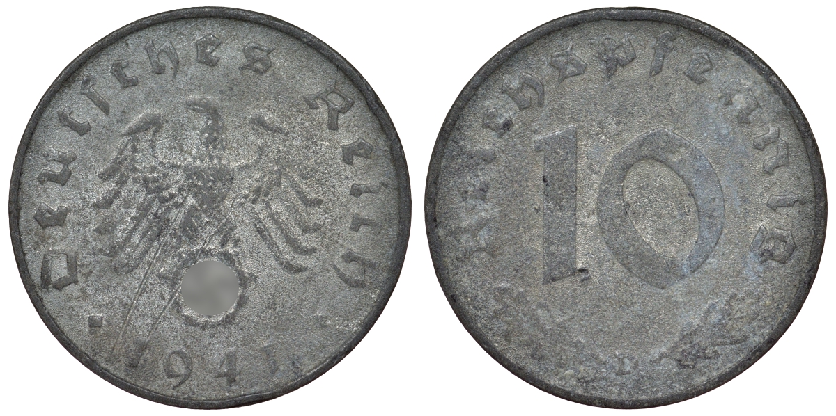 Германия 10 рейхспфеннигов 1941 D KM 101, J. 371 цинк 4121-1031