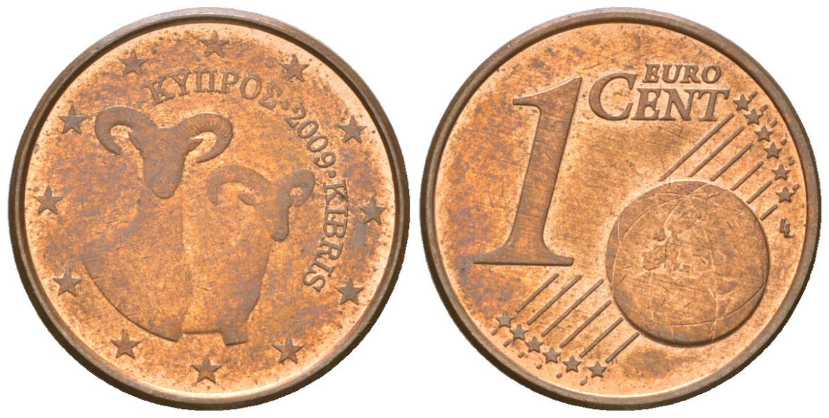 Кипр  1 евроцент 2009  KM 78 сталь плакированная медью  UNC  4147-748