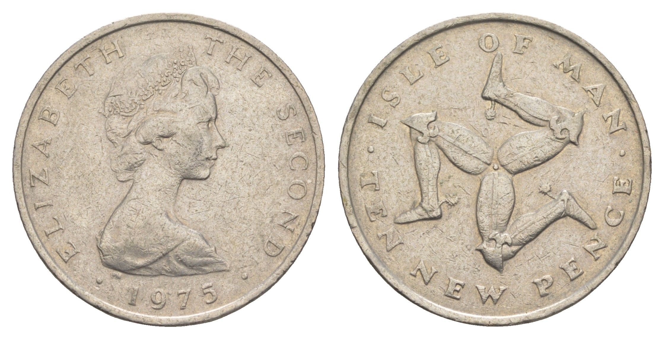 Остров Мэн 10 пенсов 1975 Елизавета II (1952-2022) KM 23 медно-никель 4652-751