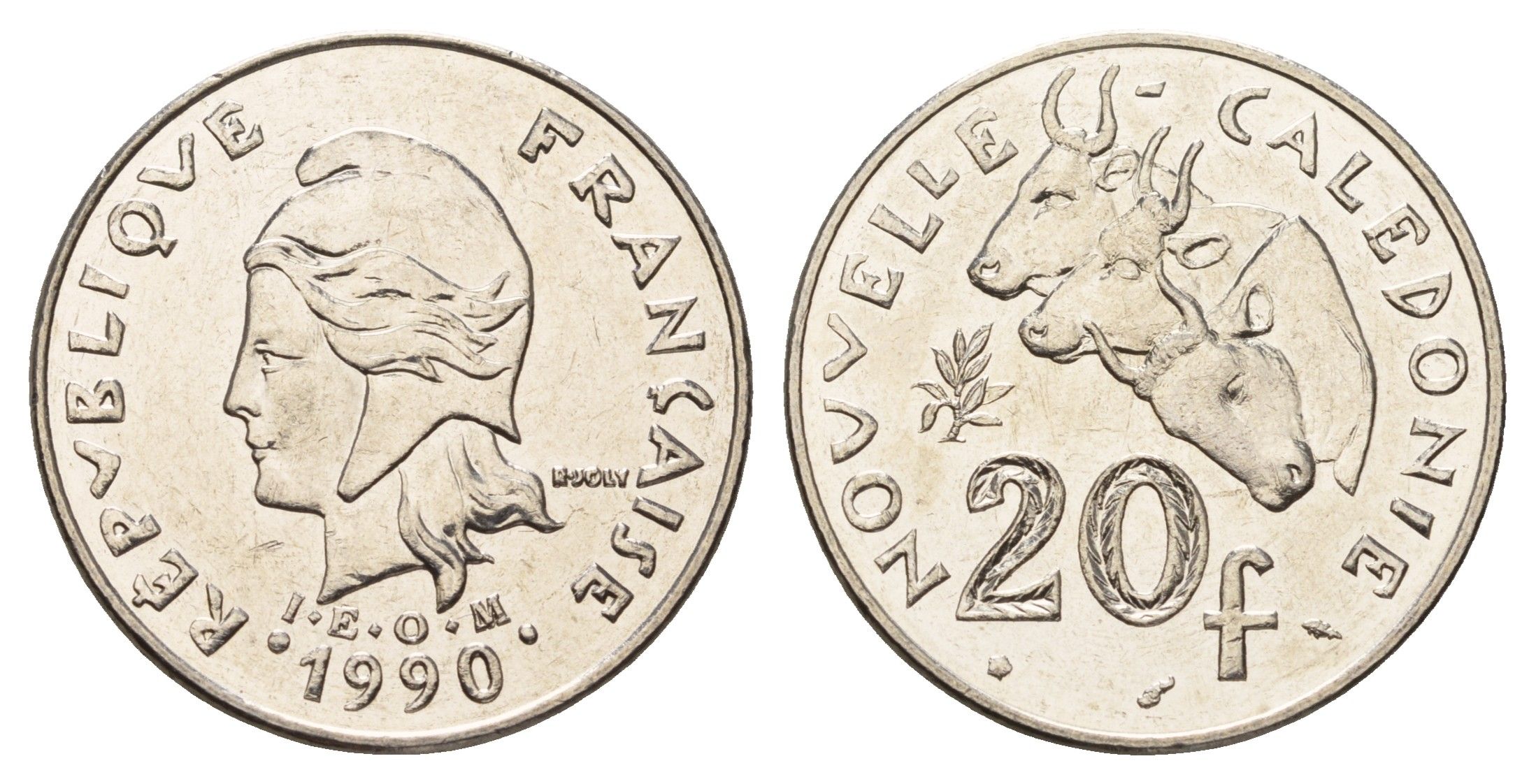 Новая Каледония 20 франков 1990 KM 12 никель UNC 179-831