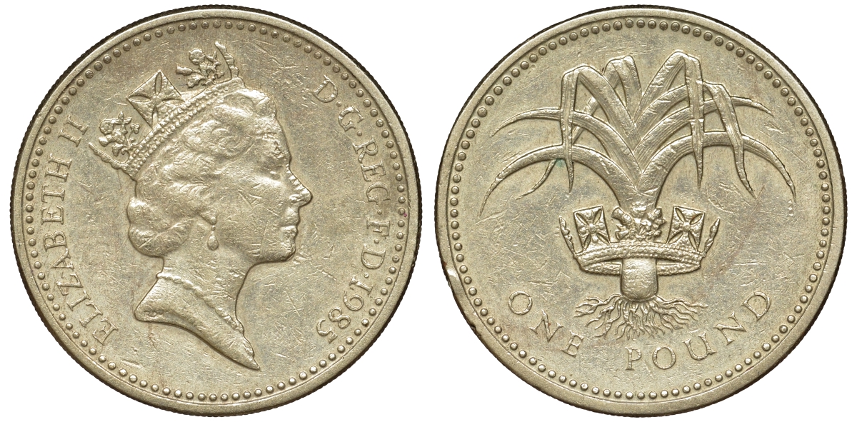 Великобритания 1 фунт 1985 Елизавета II (1952-2022) KM 941, Spink 4331 никель латунь 51-757