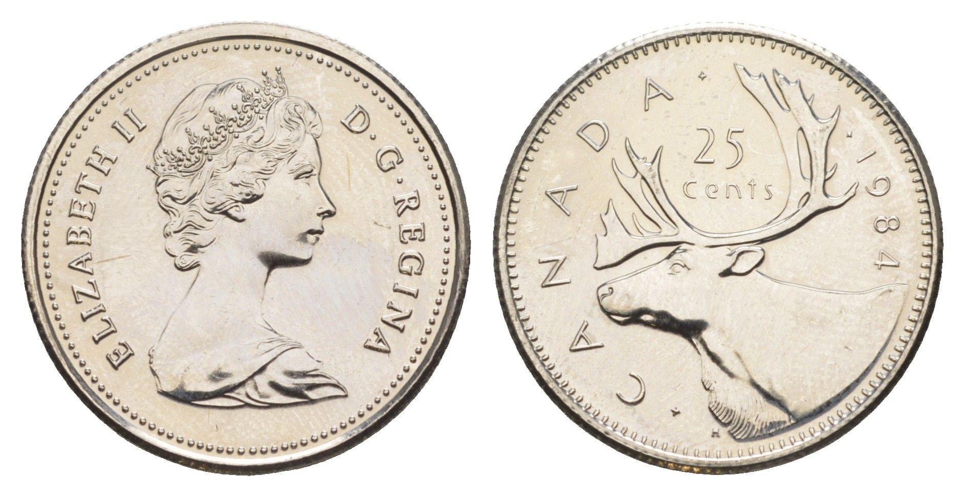 Канада 25 центов 1984 Елизавета II (1952-2022), олень KM 74 никель PROOF-LIKE (BU) 4631-944