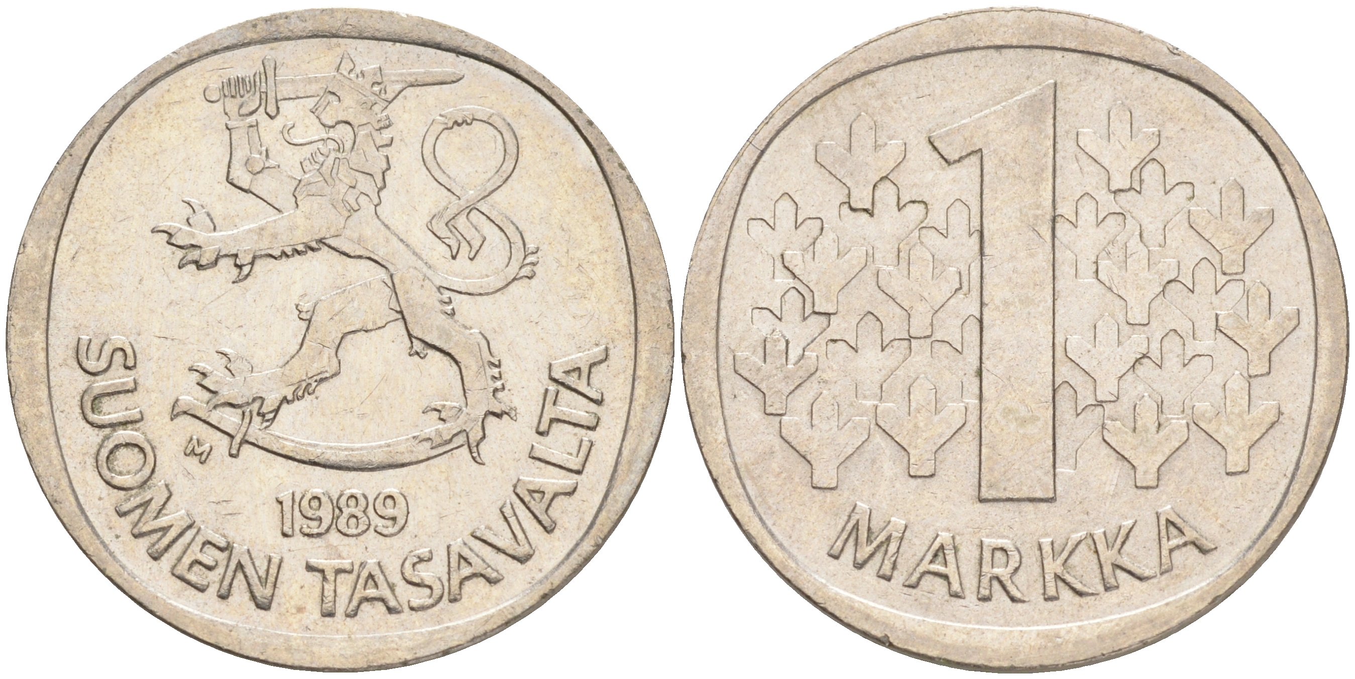 ФИНЛЯНДИЯ 1 МАРКА 1989 M KM 49а медно-никель 4556-825