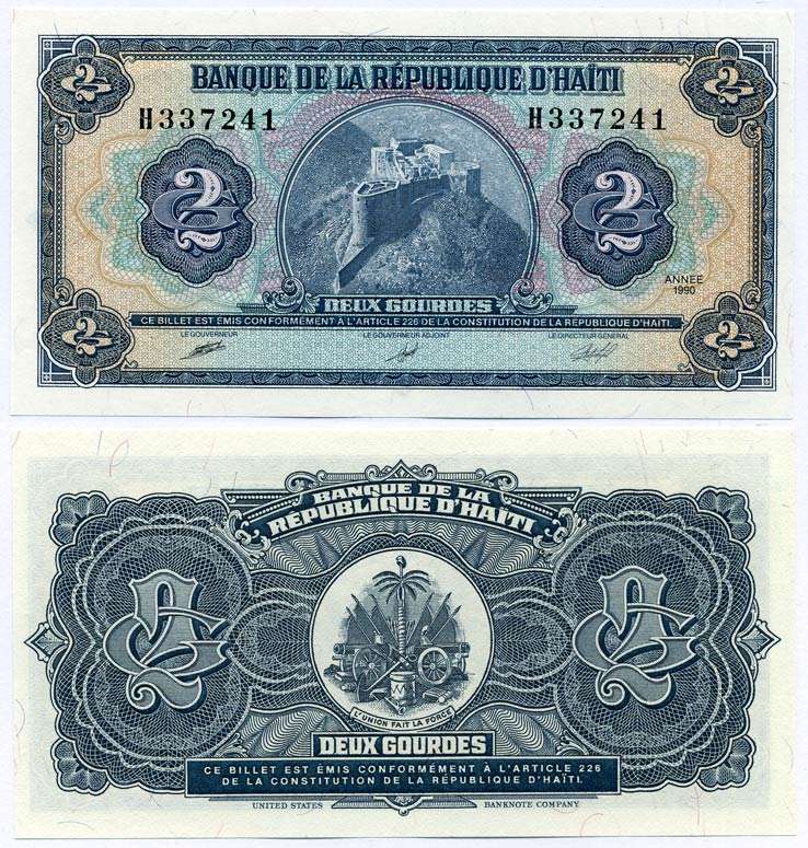 ГАИТИ 2 ГУРДА 1990 БУКЛЕТ Pick 254а бумага UNC (ПРЕСС) 7150-3