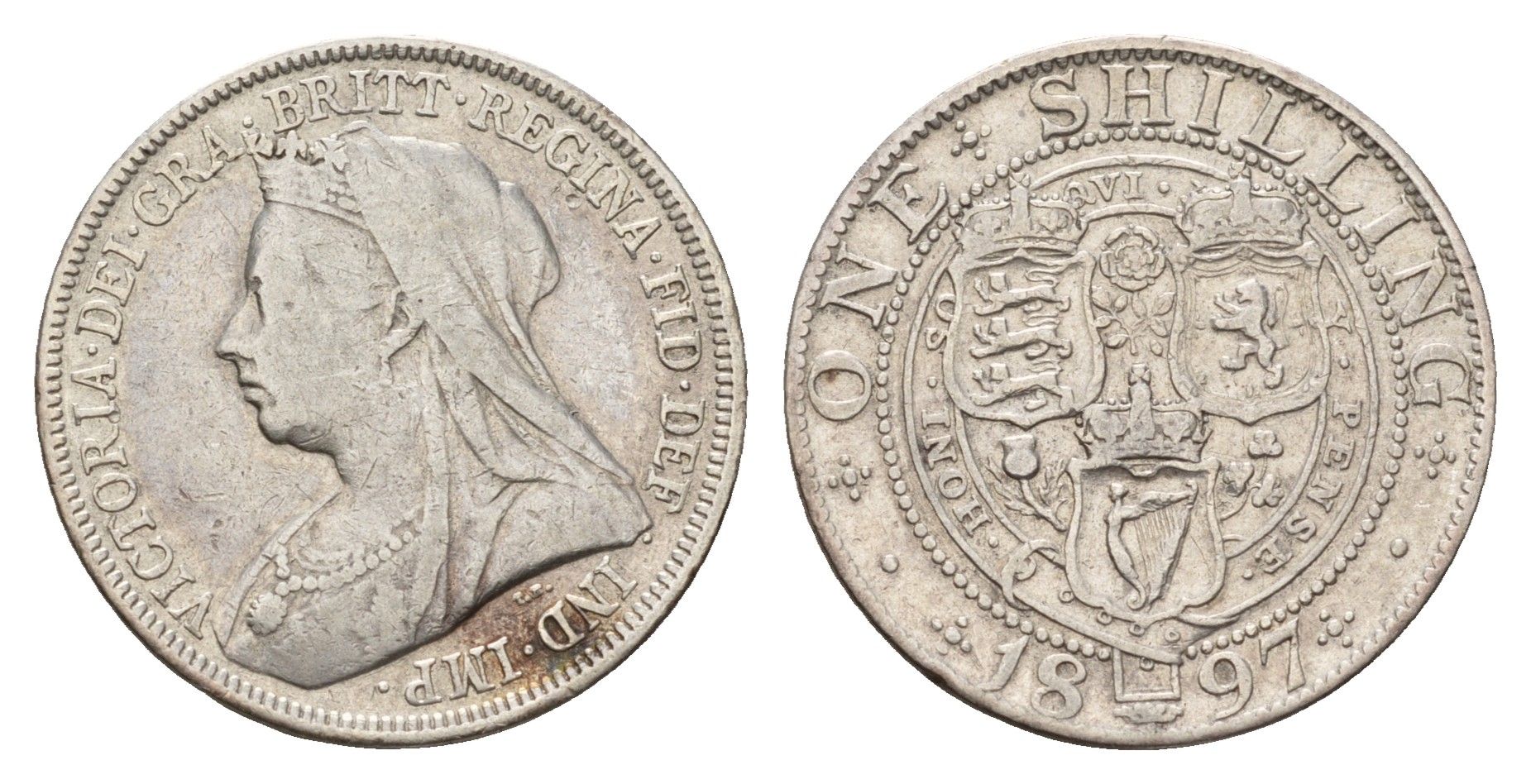 Великобритания 1 шиллинг 1897 Виктория (1837-1901) KM 780, Spink 3940A серебро 443-1135