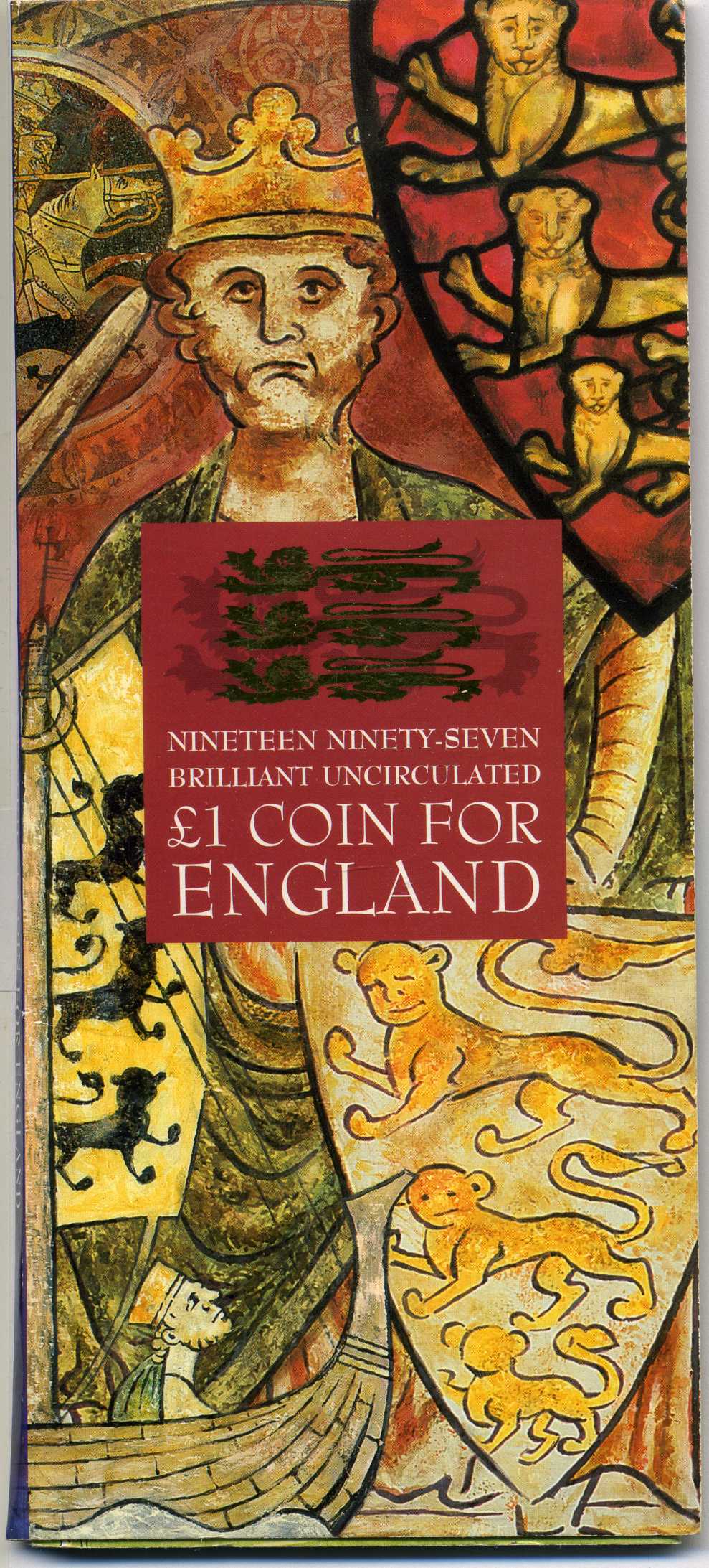 Великобритания 1 фунт 1997 Елизавета II (1952-2022), в запайке KM 975, Spink 4340 никель латунь BUNC 5-4-4-29