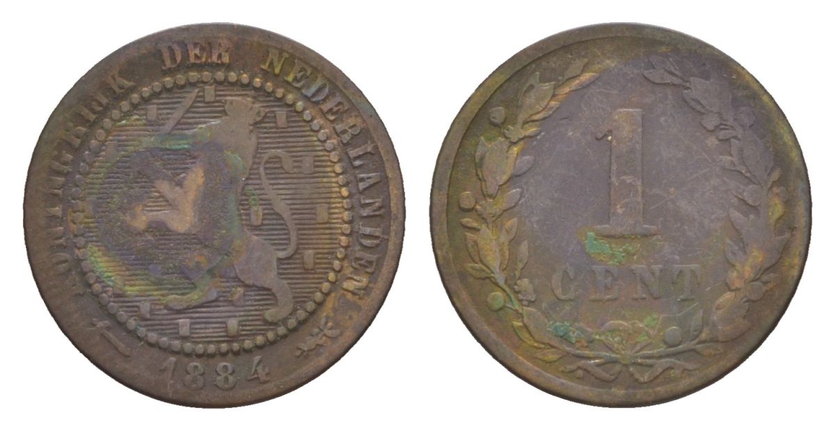 Нидерланды 1 цент 1884 Виллем III (1849-1890) KM 107 бронза 71-1038