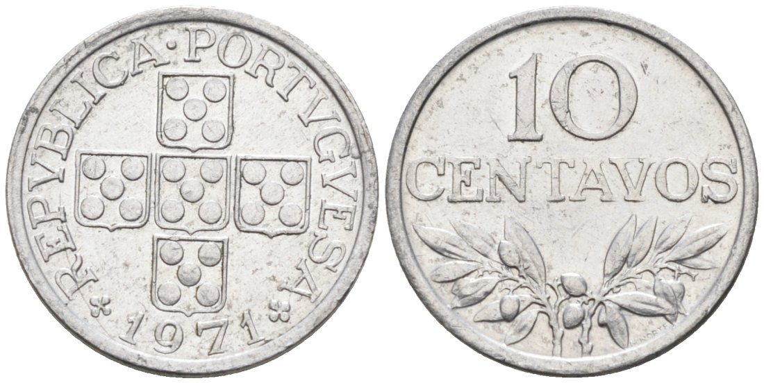 Португалия 10 сентаво 1971 KM 594 алюминий 4564-911
