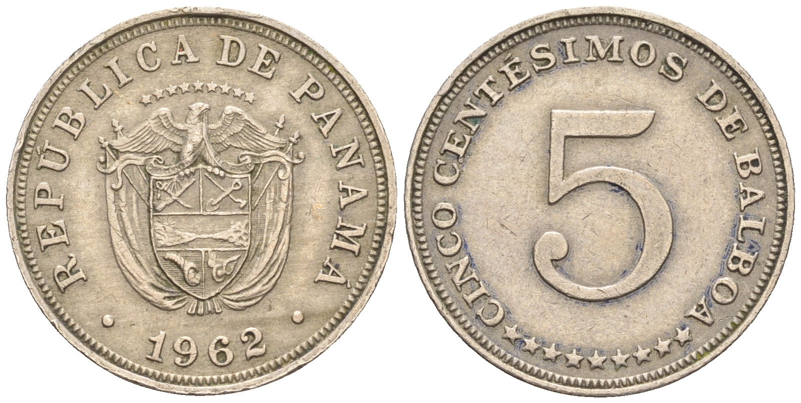 Панама 5 сентесимо 1962 KM 23.2 медно-никель 60-1256