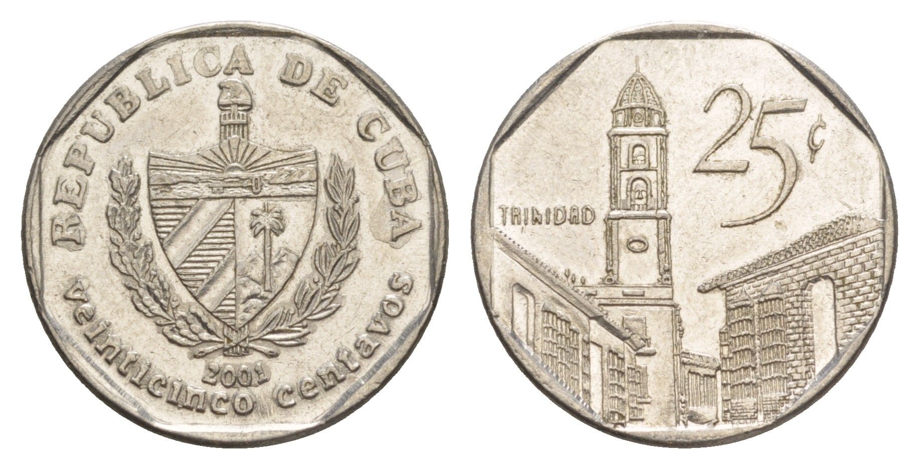 Куба 25 сентаво 2001 площадь в Тринидаде KM 577.2 сталь плакированная никелем 4646-422