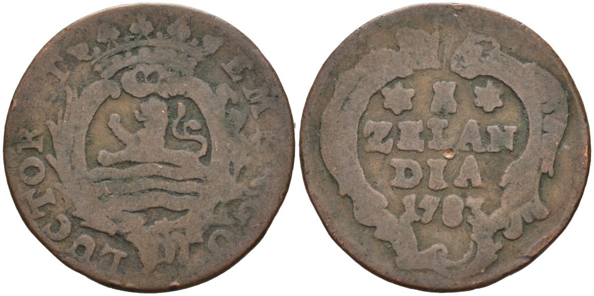 Зеландия (Zeeland), Нидерланды 1 дуит 1783 KM 101 медь 4577-143