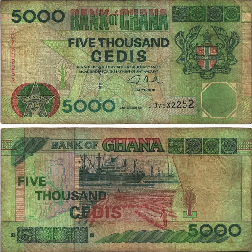 ГАНА 5000 СЕДИ 2001 22 ОКТЯБРЯ 2001 Pick 34g бумага 7116-21-3-2