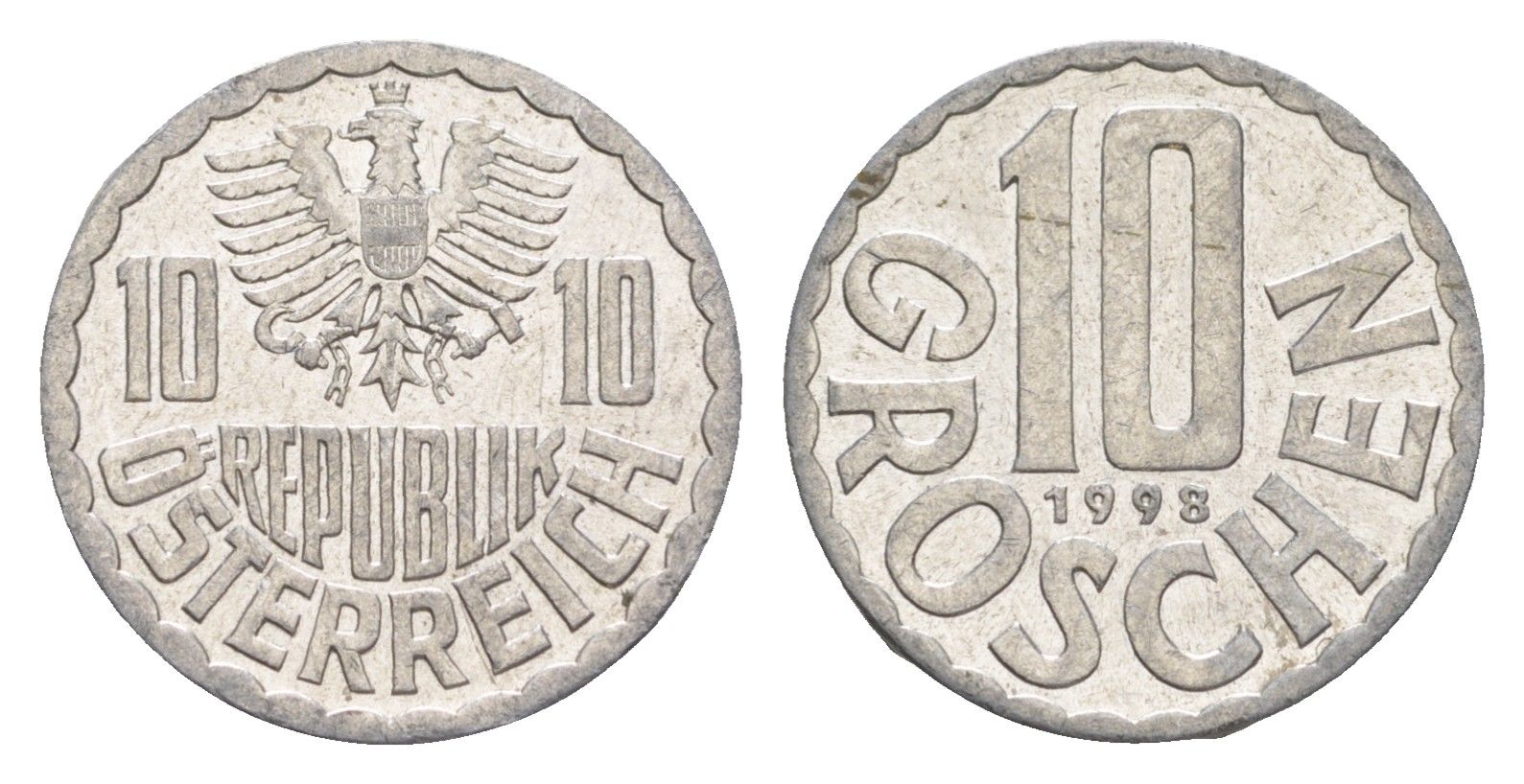 Австрия 10 грошей 1998 KM 2878 алюминий 4147-762