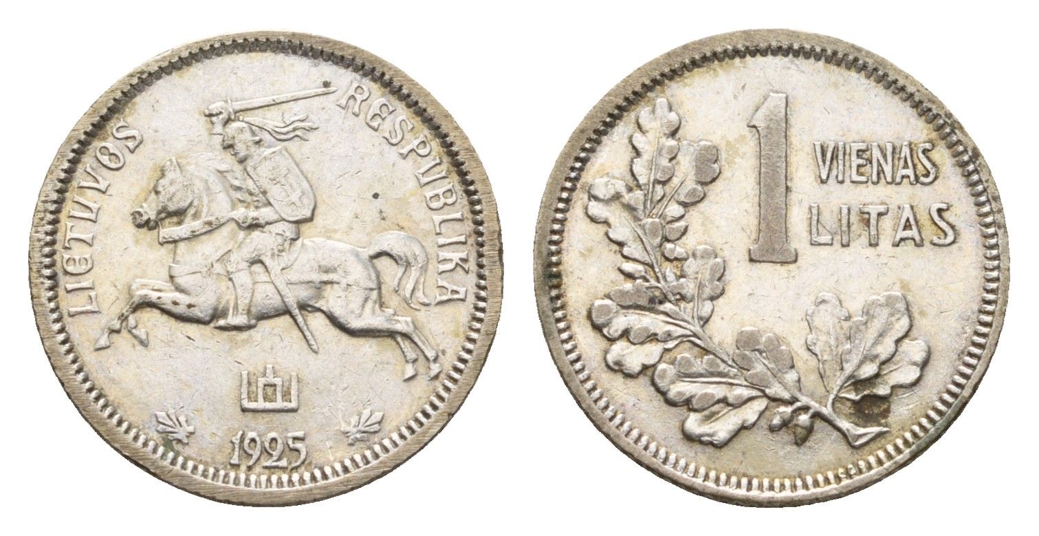 Литва 1 лит 1925 год-тип KM 76 серебро 4158-118