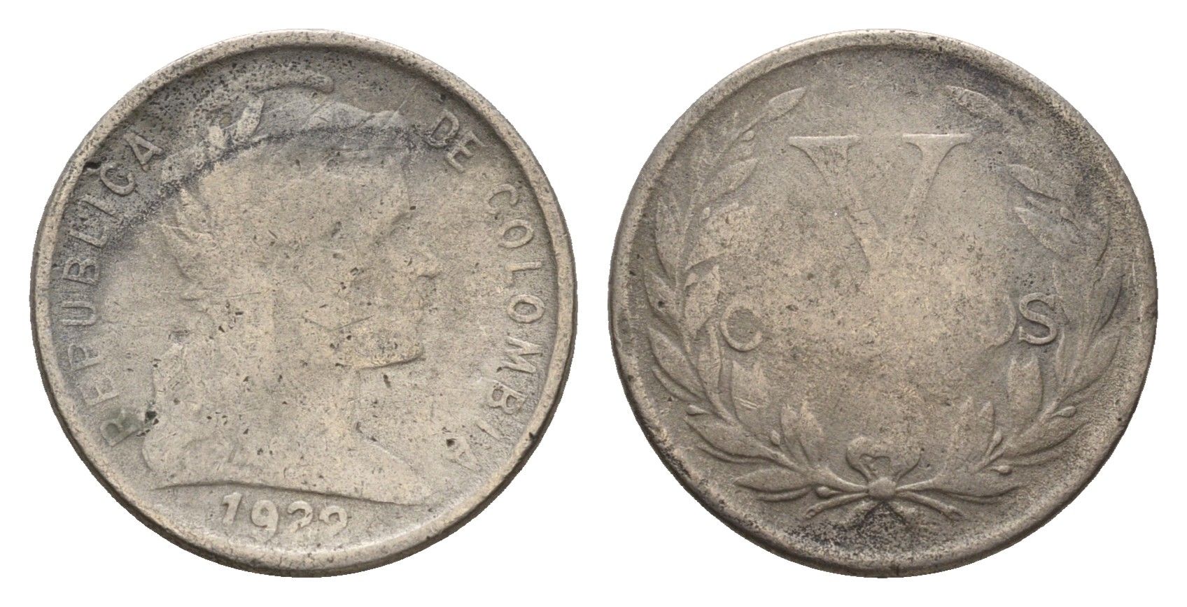 Колумбия 5 сентаво 1922 KM 199 медно-никель 4657-734