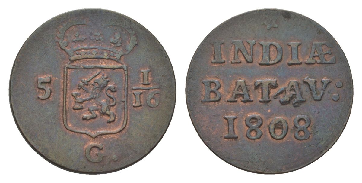 Нидерландская Восточная Индия, Голландия (Holland) 1 дуит 1808 KM 76 медь 4623-1138