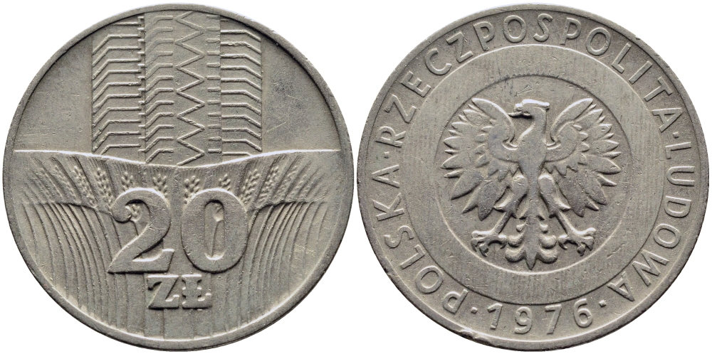 Польша 20 злотых 1976 MW KM 67 медно-никель 51-1511