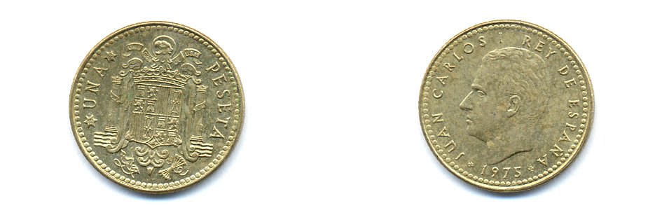 Испания 1 песета 1975 (80) Хуан Карлос I (1975-2014) KM 806 алюминиевая бронза 54-938