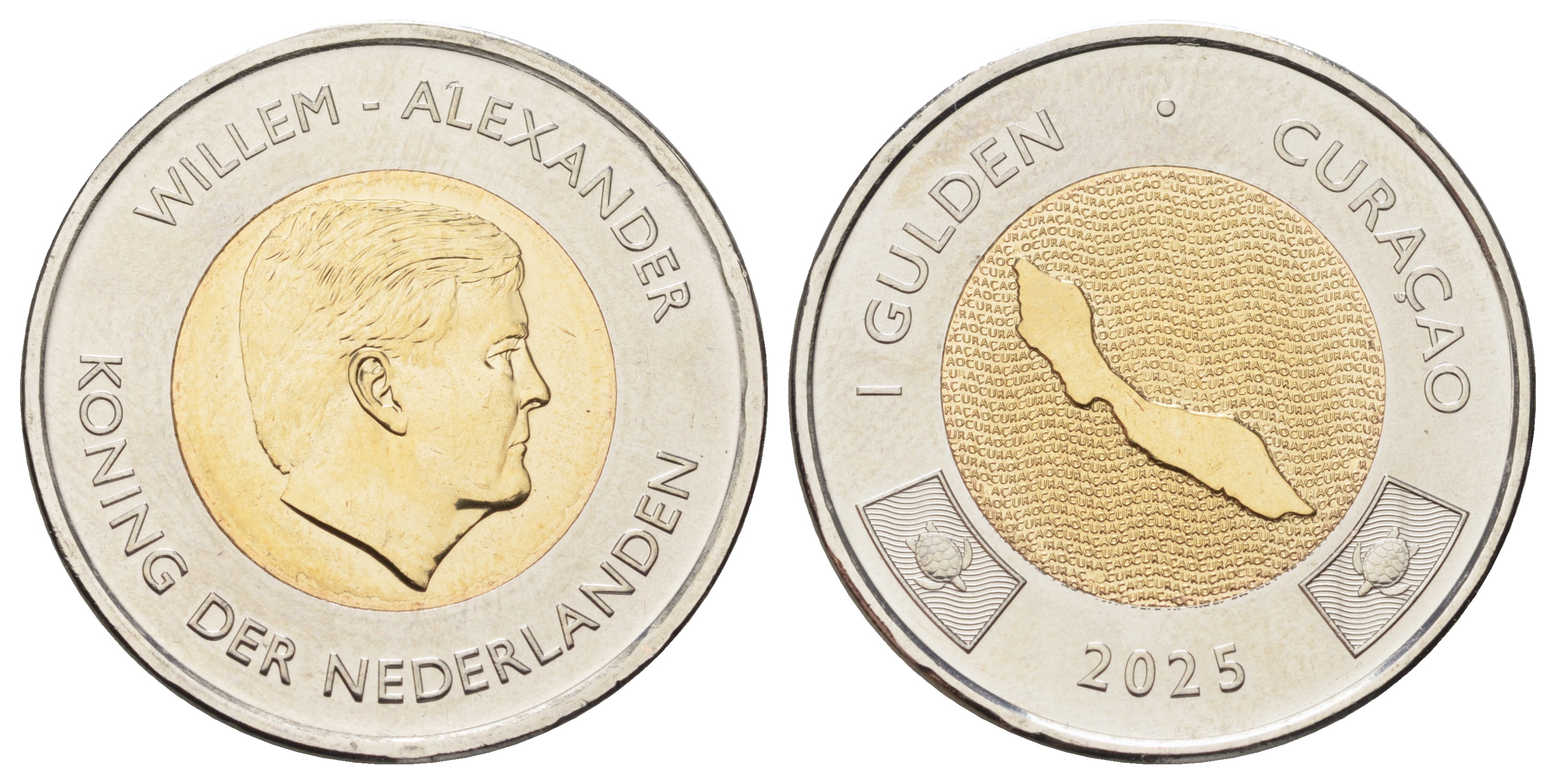 Кюрасао 1 гульден 2025 король Виллем-Александр (2013- ) KM NEW биметалл  UNC  M74-14