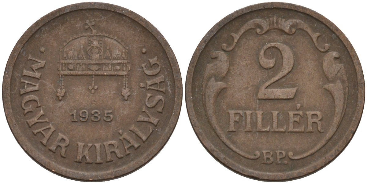 Венгрия 2 филлера 1935 BP KM 506 бронза 4115-1142