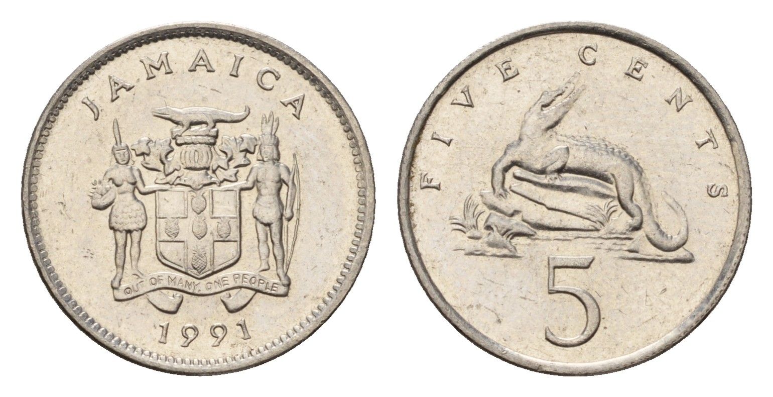 Ямайка 5 центов 1991 KM 46a сталь плакированная никелем 4640-942