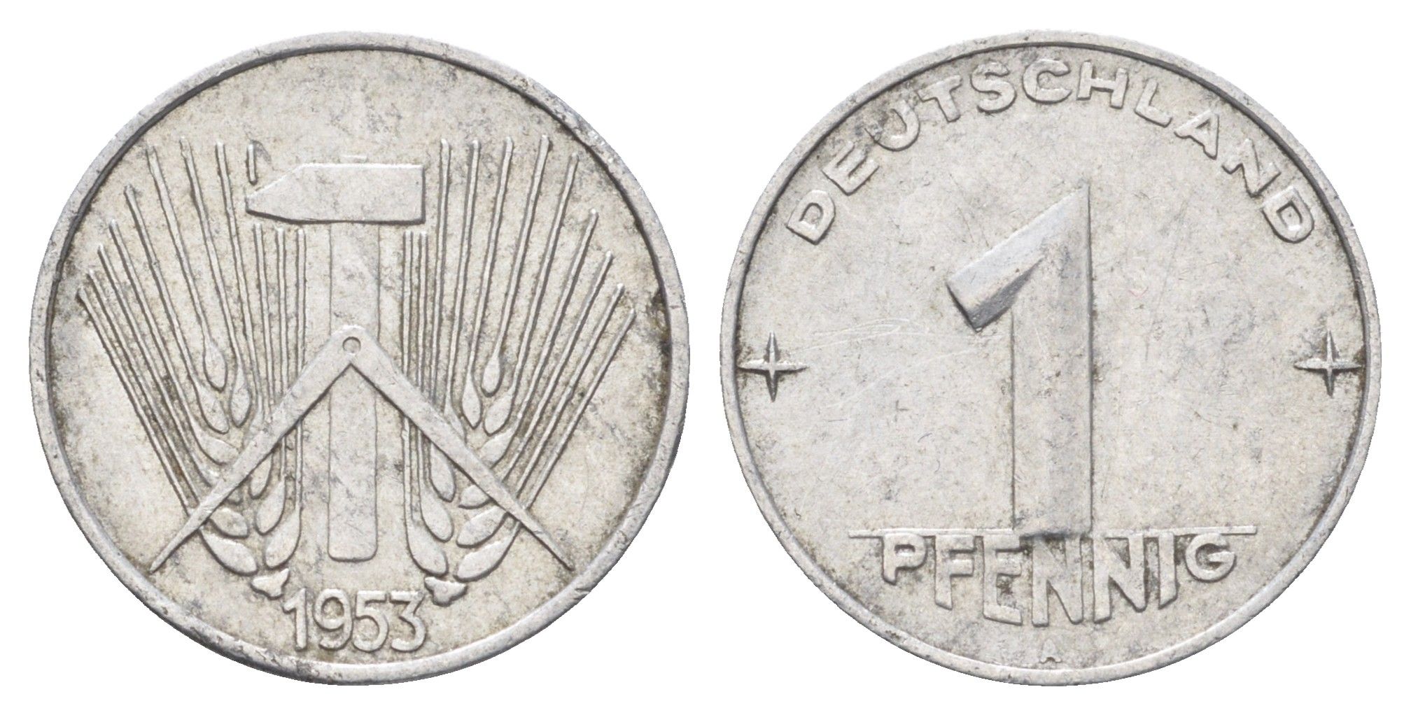 ГДР 1 пфенниг 1953 A KM 5 алюминий 4697-563