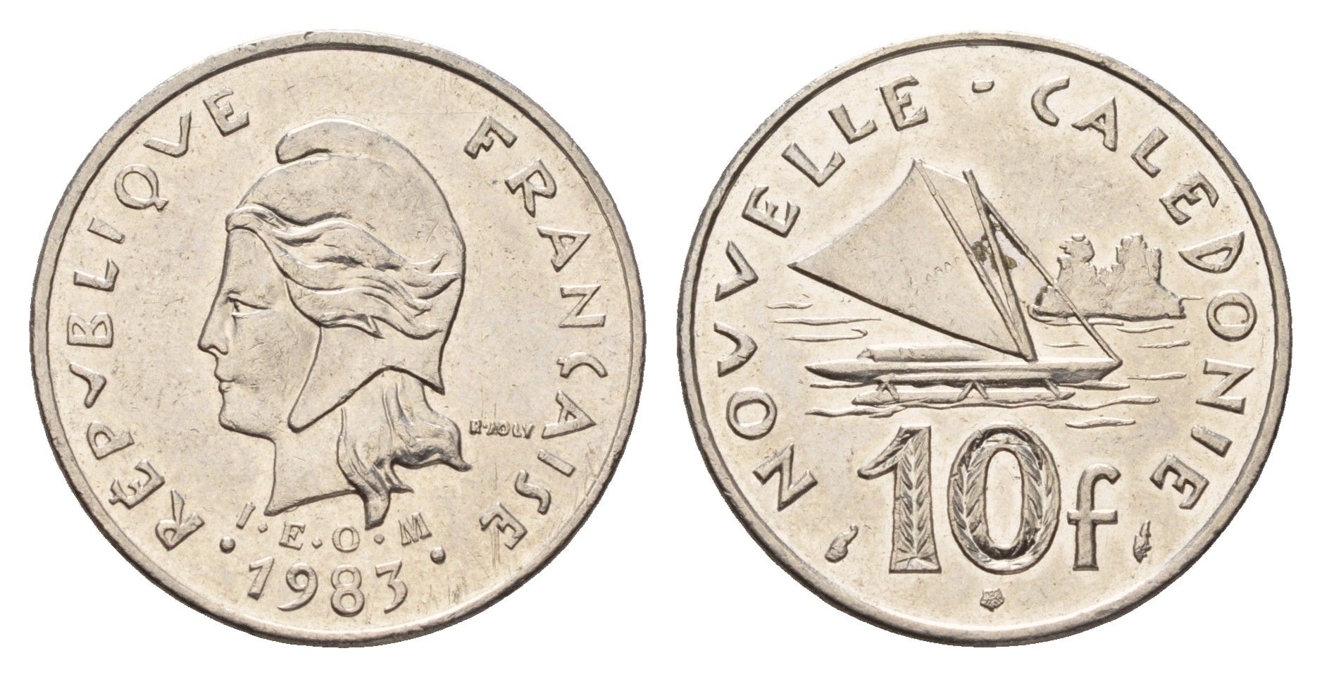 Новая Каледония 10 франков 1983 KM 11 никель aUNC 181-1026