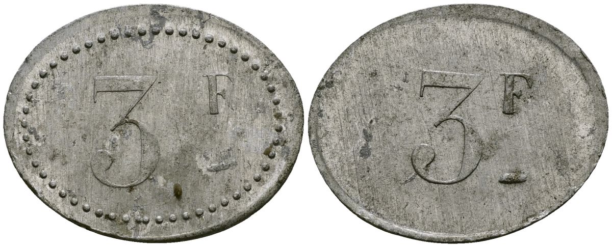 Франция 3 франка ресторанный жетон латунь 4175-934