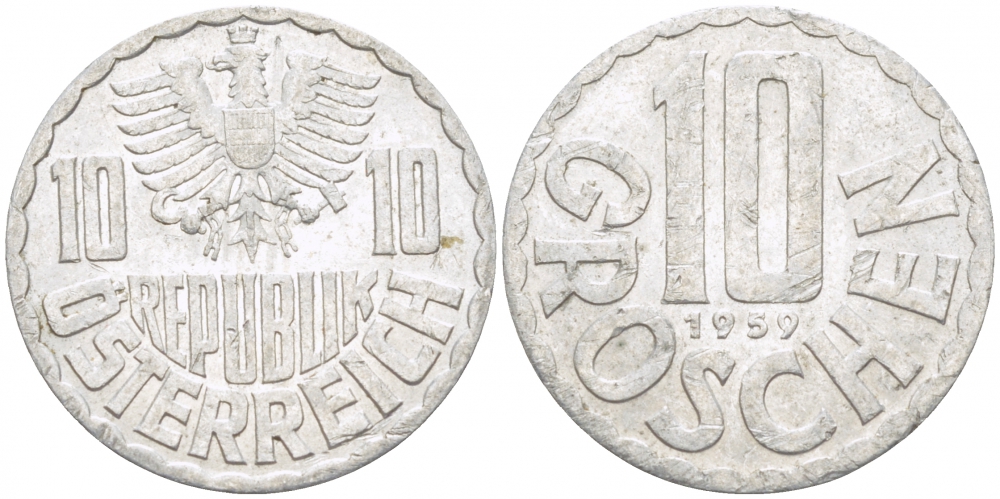Австрия 10 грошей 1959 KM 2878 алюминий 3309-954