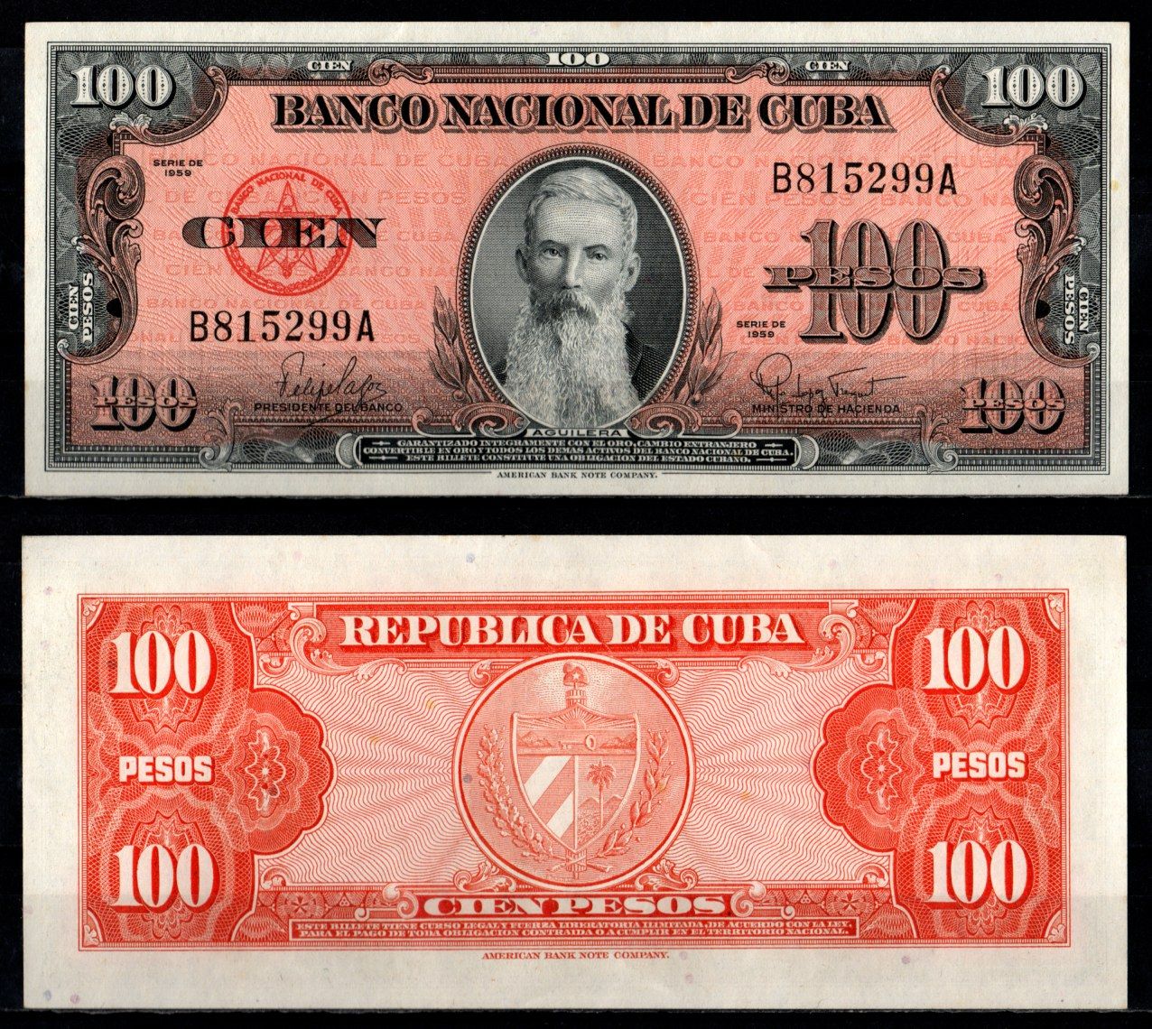 Куба 100 песо 1959 Pick 93 бумага UNC (пресс) 7191-60-4-2