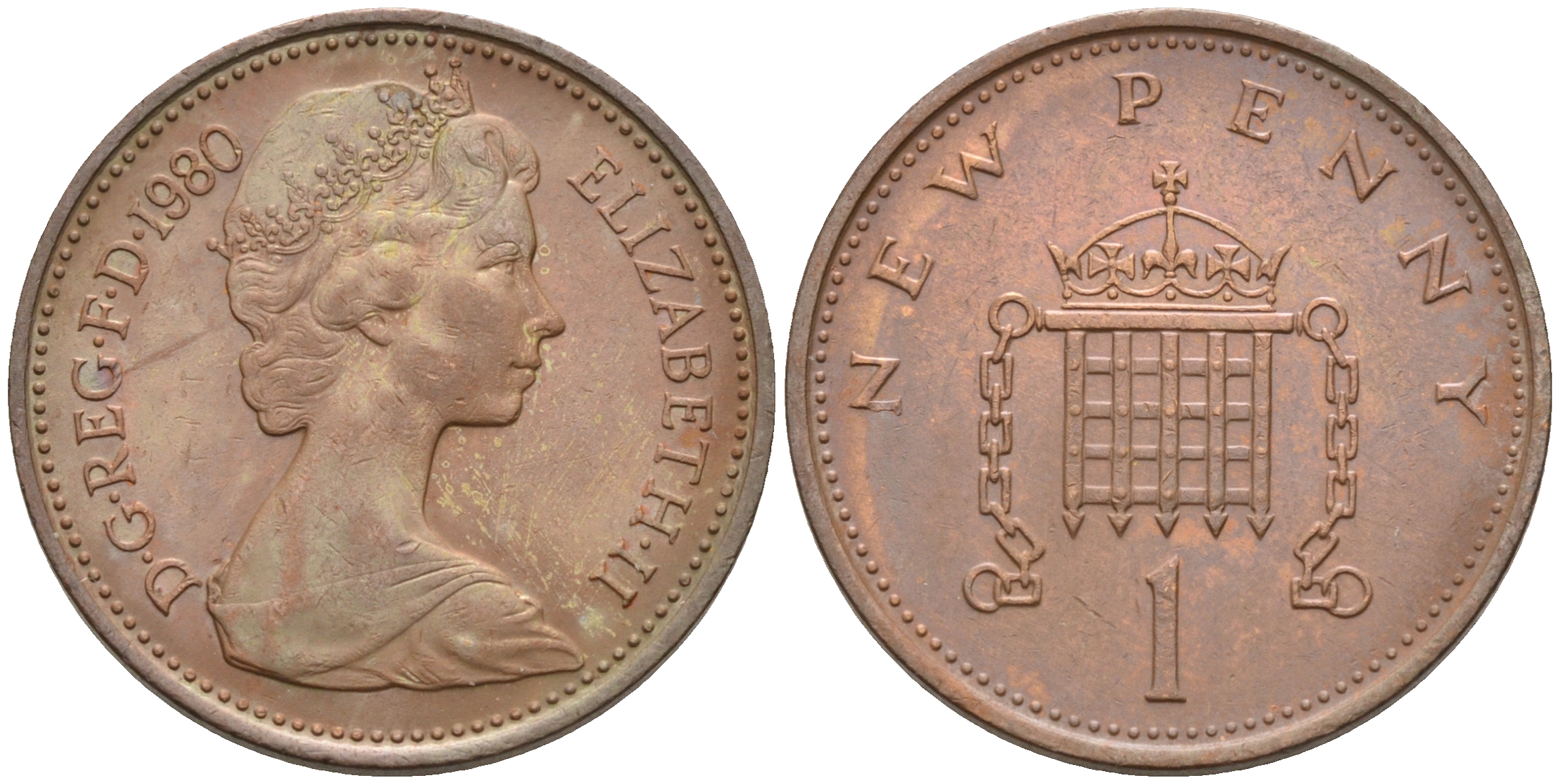 Великобритания 1 пенни 1979 Елизавета II (1952-2022) KM 915, Spink 4237 (B1) бронза 4594-118