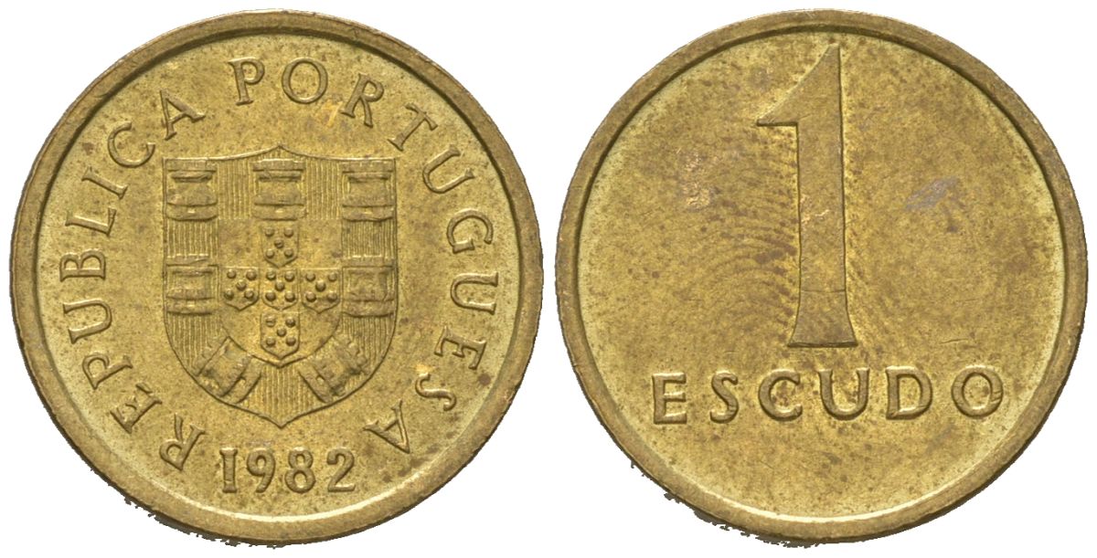Португалия 1 эскудо 1982 KM 614 никель латунь aUNC 4618-836