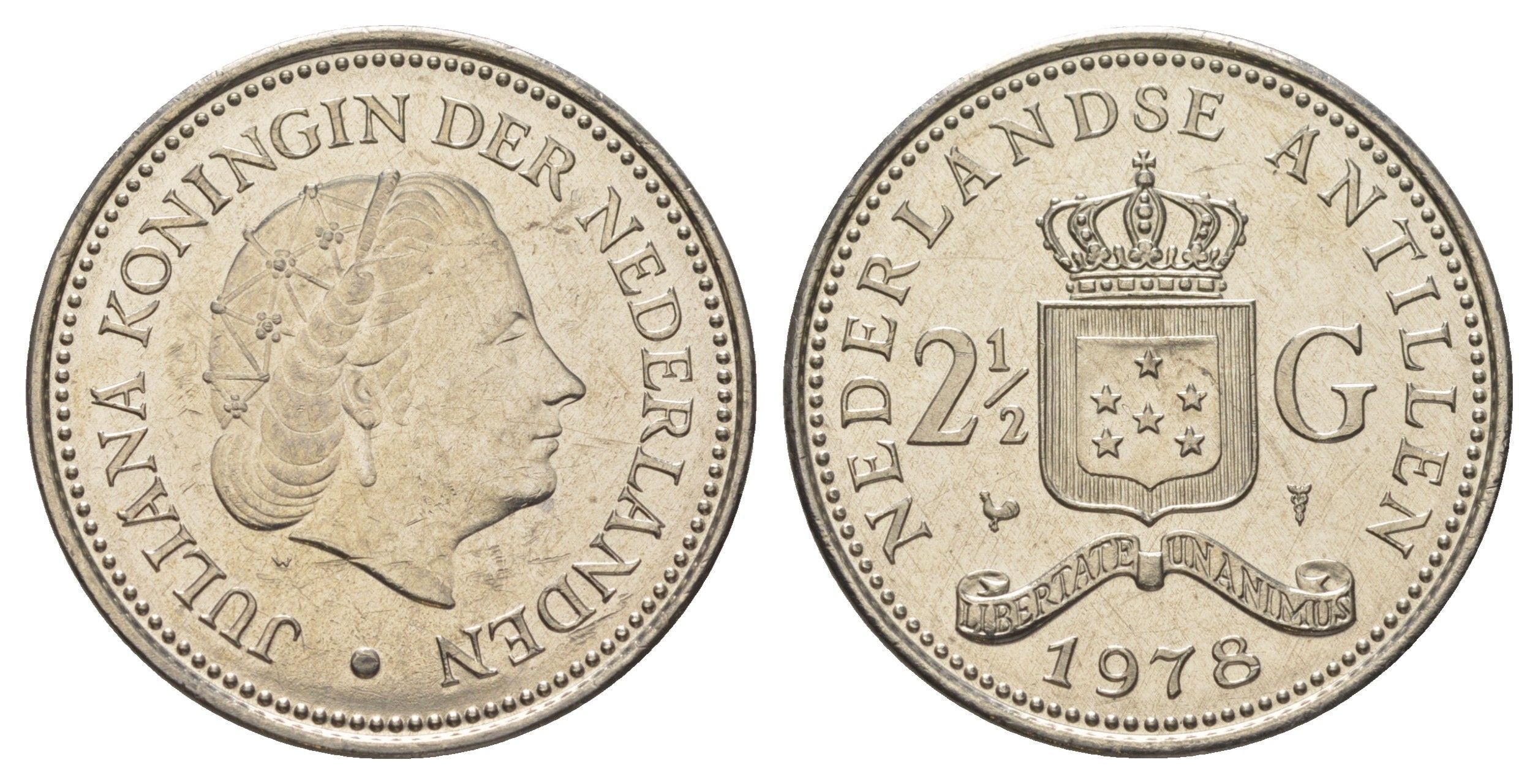 Нидерландские Антильские острова (Нидерландские Антилы) 2 1/2 гульдена 1978 KM 19 никель UNC 4179-225