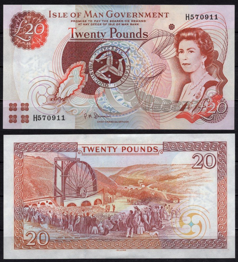 Остров Мэн 20 фунтов 2002 Елизавета II Pick 45 бумага UNC (пресс) 451-1340-1
