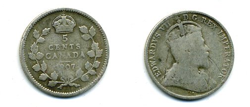 Канада 5 центов 1907 Эдуард VII (1901-1910) KM 13 серебро 46-2457