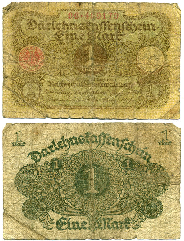 Германия 1 марка 1920 1 марта 1920, веймарская республика Pick 58, Rosenberg 64 бумага 3295-86-2-2