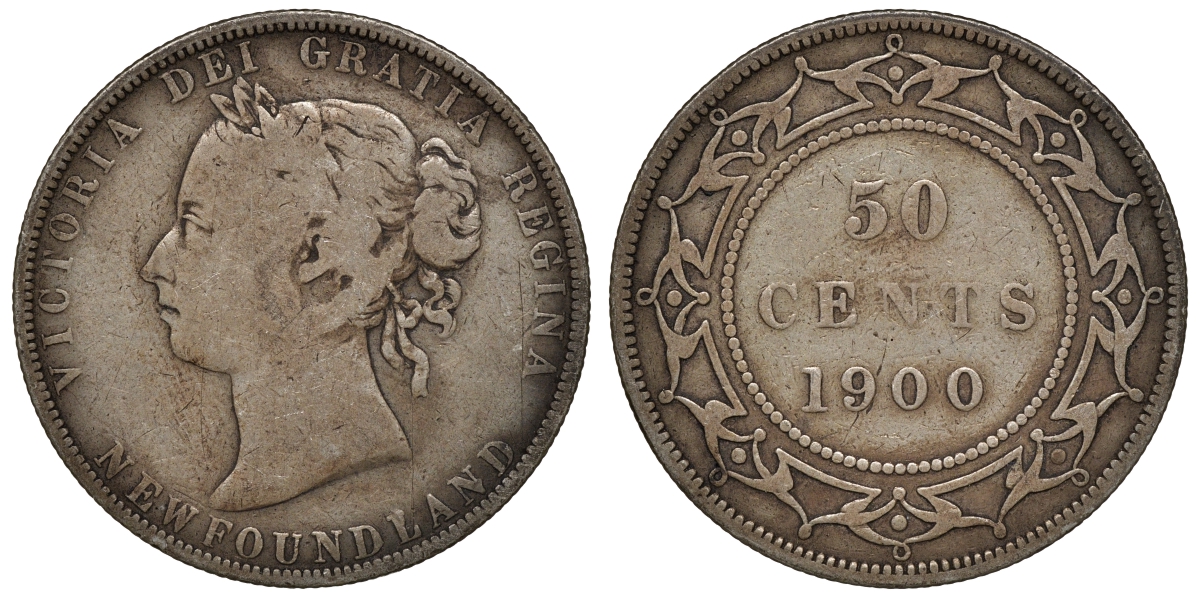 Ньюфаундленд 50 центов 1900 Виктория (1837-1901) KM 6 серебро    4044-1324