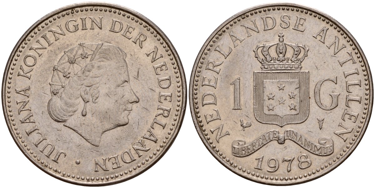 Нидерландские Антилы 1 гульден 1978 Юлиана (1948-1980) KM 12 никель 4140-211