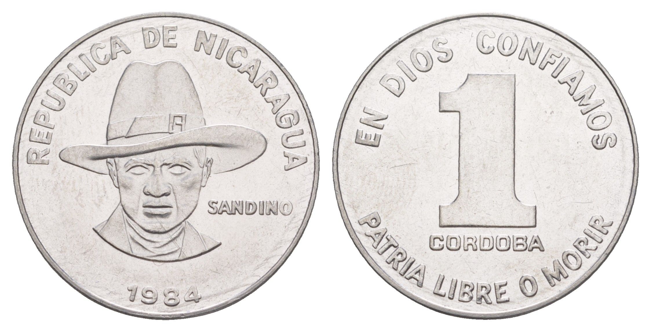 Никарагуа 1 кордоба 1984 KM 43a сталь плакированная никелем UNC 4641-346