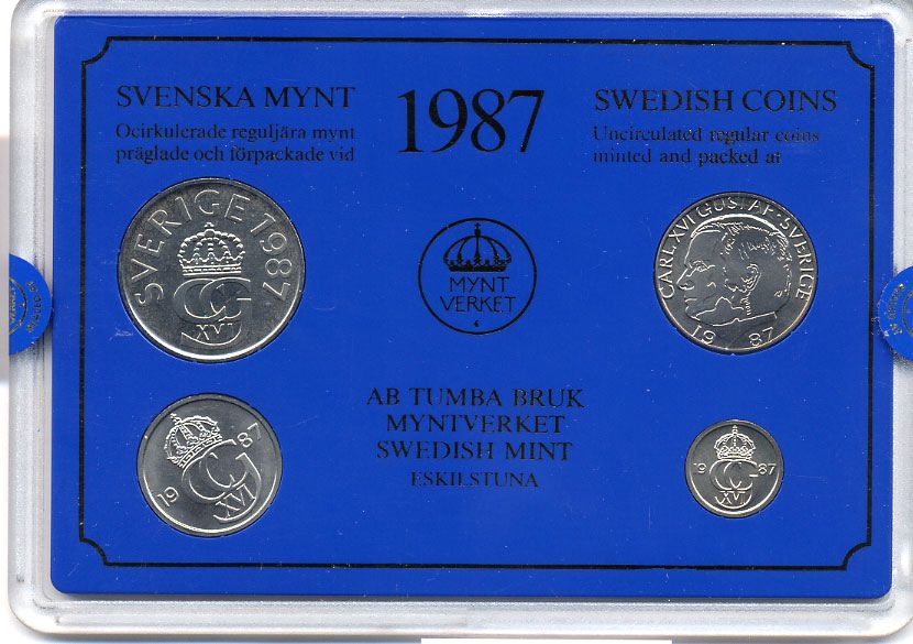 ШВЕЦИЯ НАБОР ИЗ 4 МОНЕТ 1987 04-062-148