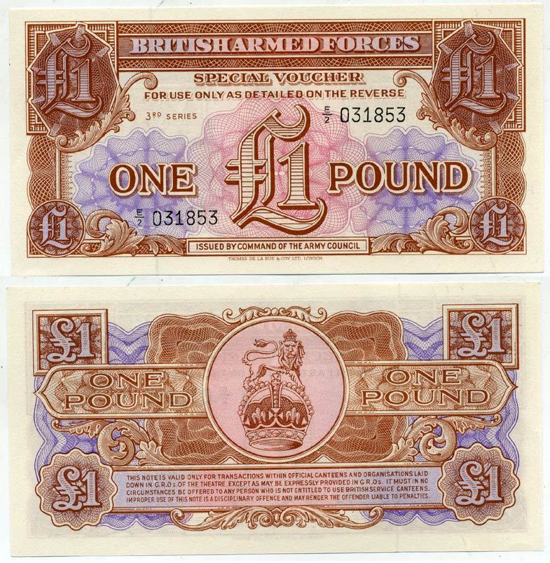 Великобритания, Британские вооруженные силы 1 фунт 1956 серия 3 Pick M29 бумага UNC (пресс) 6317-43-1
