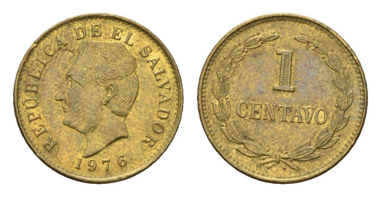 Сальвадор 1 сентаво 1976 KM 135.2 латунь UNC 4674-959