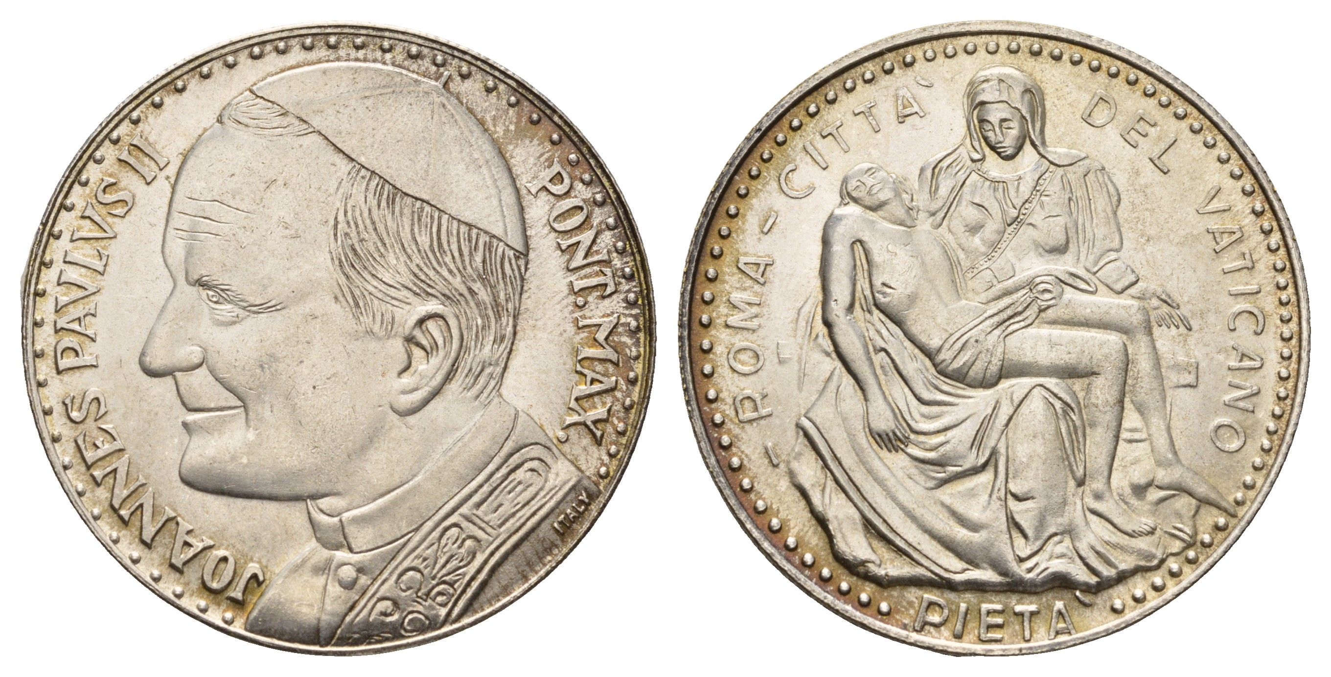 Ватикан медаль в честь избрание папой римским Иоанна Павла II ND (1978) Иоанн Павел II, Пьета Микеланджело, диаметр 35 мм, вес 15,9 гр медно-никель плакированный серебро 4667-1243