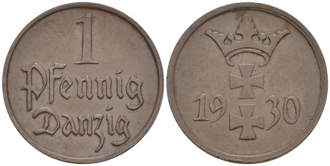 Данциг 1 пфенниг 1930 KM 140 бронза 44-136