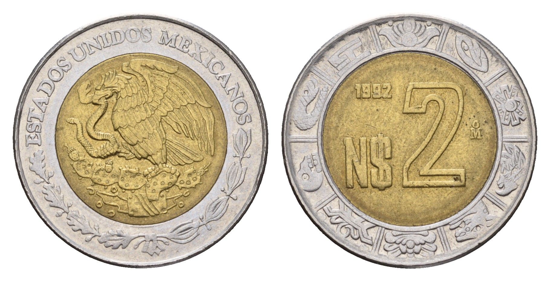 Мексика 2 песо 1992 KM 551 биметалл 217-246