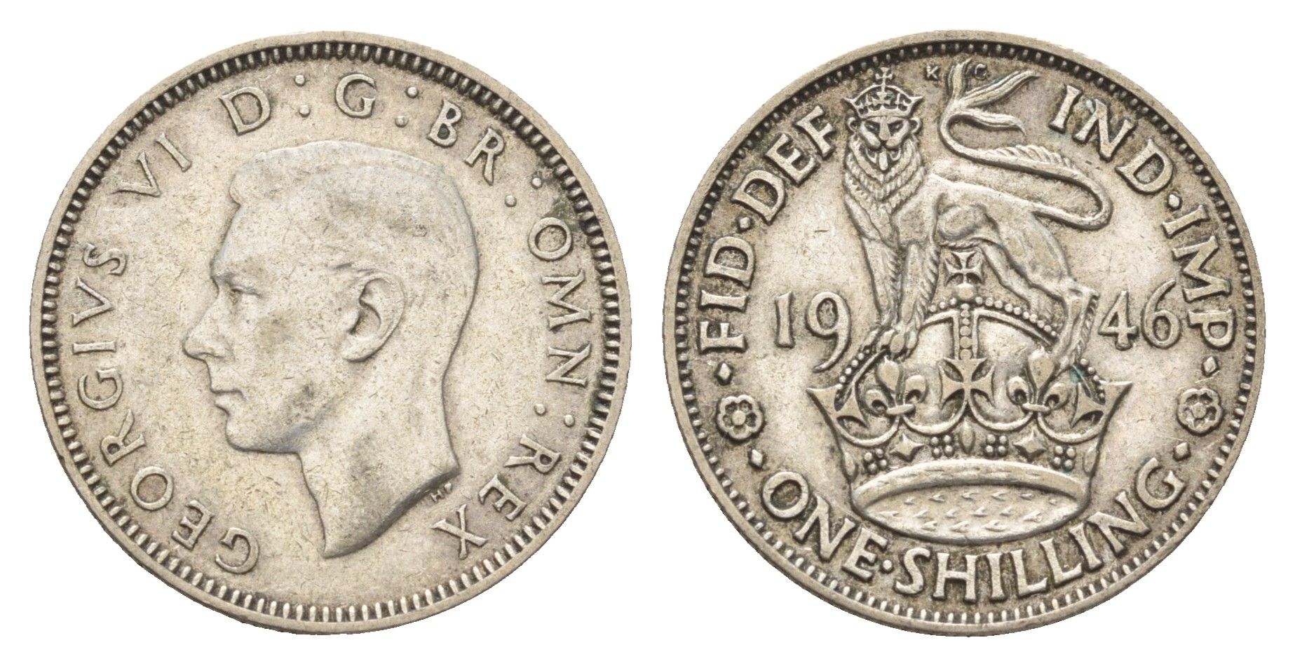 Великобритания 1 шиллинг 1946 Георг VI (1936-1952), Английский герб KM 853, Spink 4082 серебро 4118-123