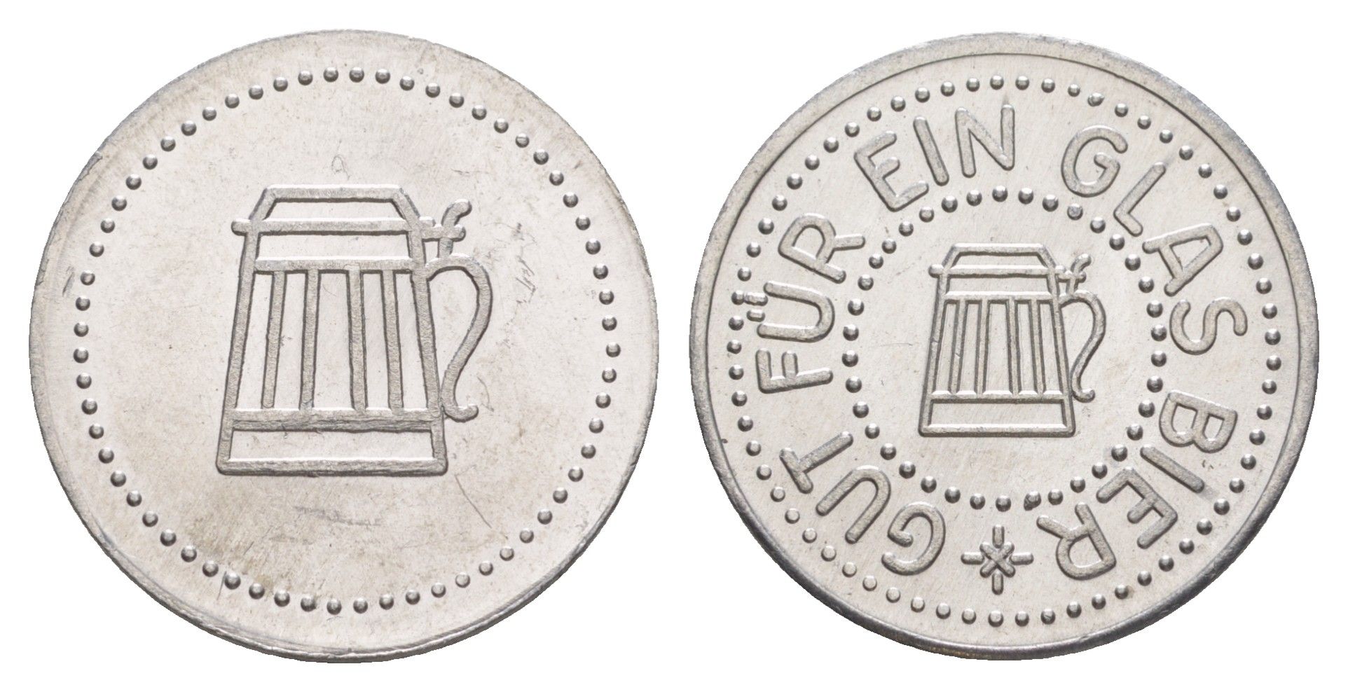 Германия жетон в 1 "стакан пива" ND диаметр 24 мм, вес 1,1 гр алюминий UNC 4638-821