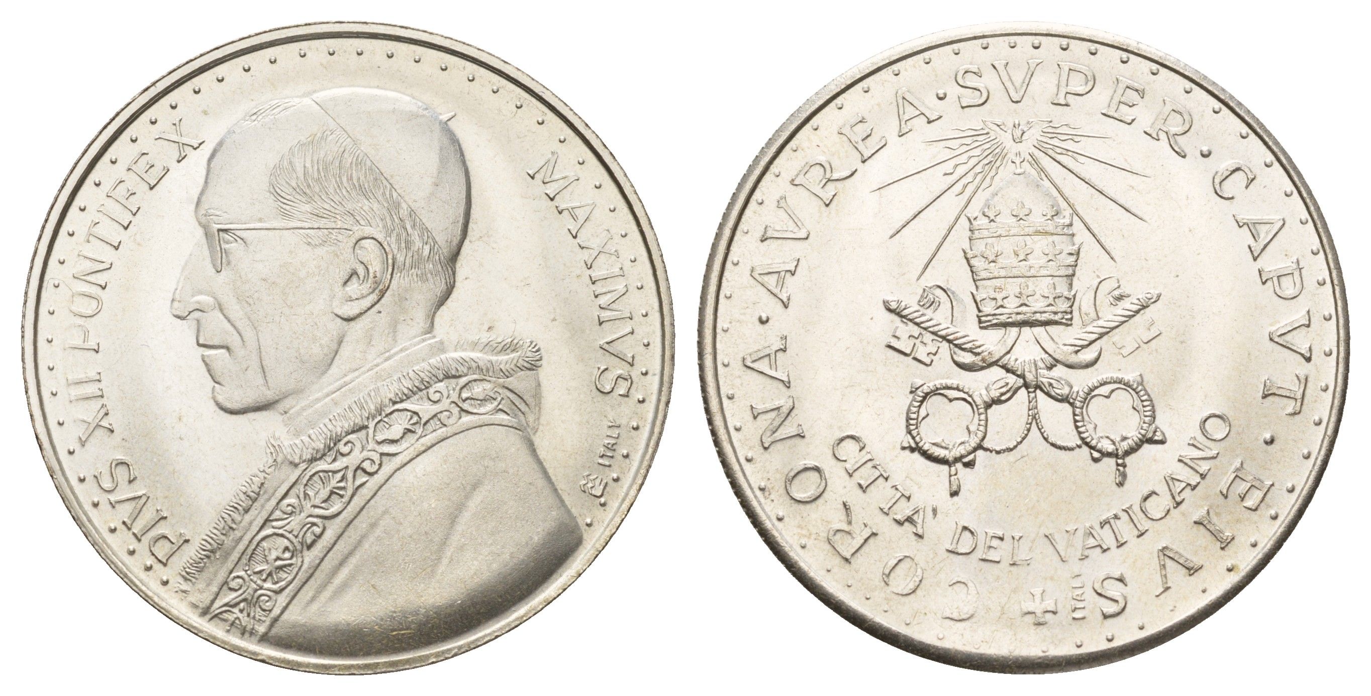 Ватикан медаль в честь избрание папой римским Пия XII ND (1958) Пий XII, Папский Престол, диаметр 35 мм, вес 16,1 гр бронза плакированная серебро 4667-1141