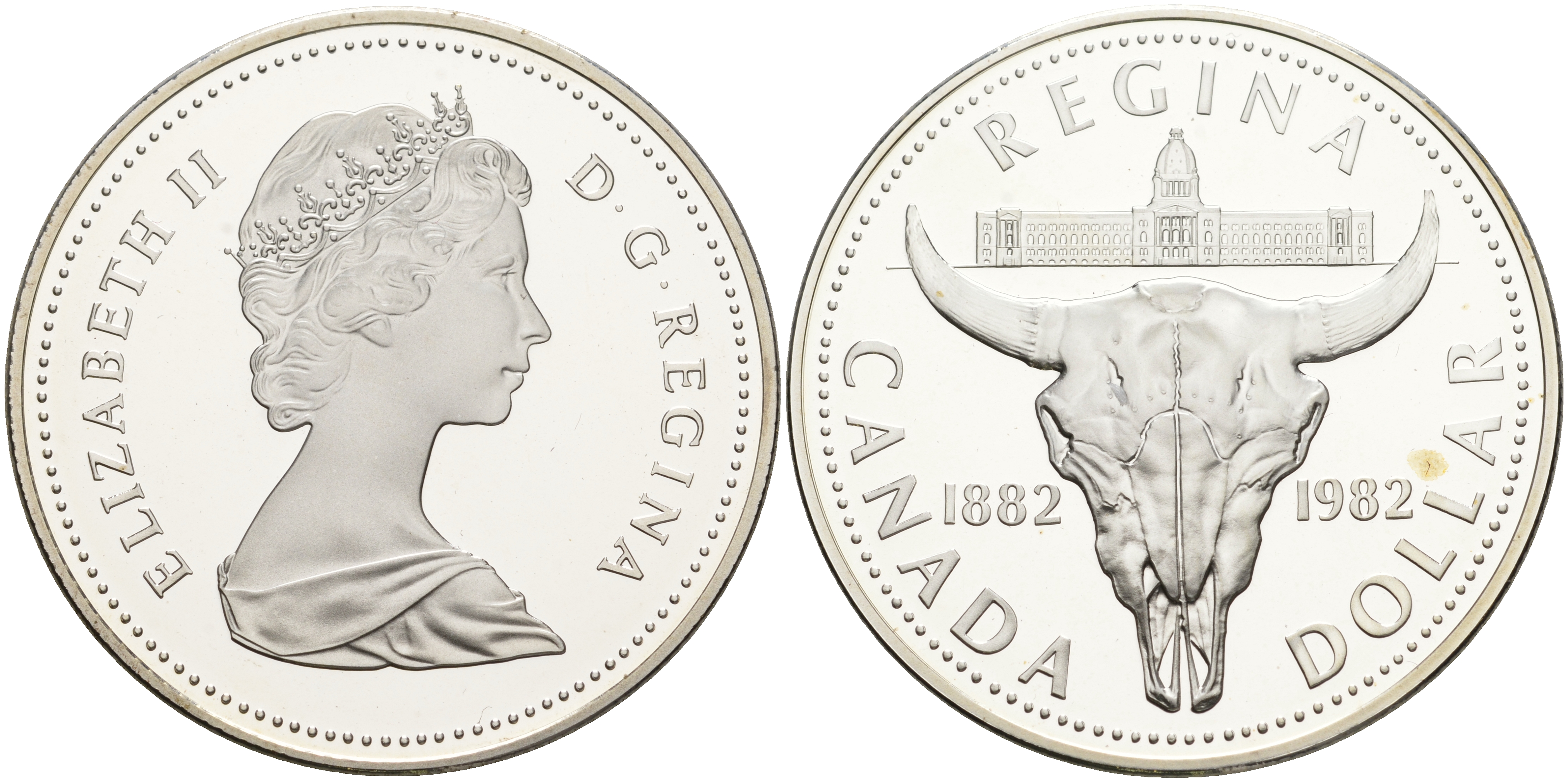 Канада 1 доллар 1982 100 лет городу Реджайна (1882-1982), королевский музей KM 133 серебро PROOF 5-6-1-29